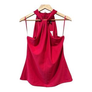 White House Black Market Halter Neck Top Blouse Date Night Top Fully Lined Red